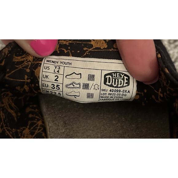 Hey Dude Shoes Wendy Glo Youth Size Y3-L4 Neon Paint‎ Splatter Loafers Black - Picture 8 of 8